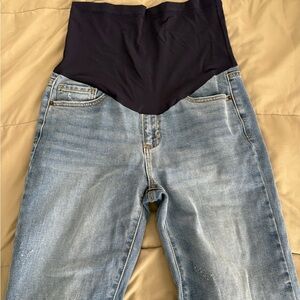 Pinkblush Blue Straight Frayed Hem Maternity Jeans